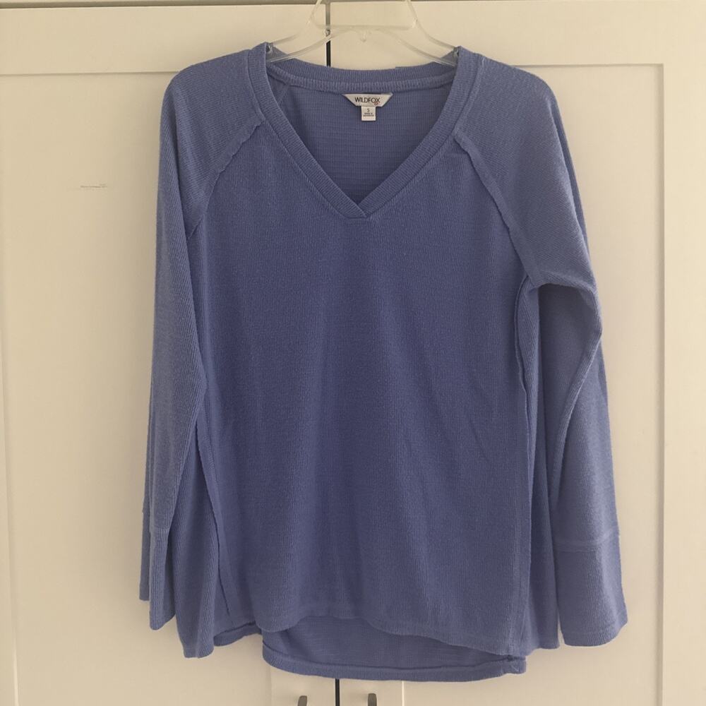 Periwinkle Blue Women’s Small WILDFOX Brush Soft Top Long Sleeve Shirt Round Hem